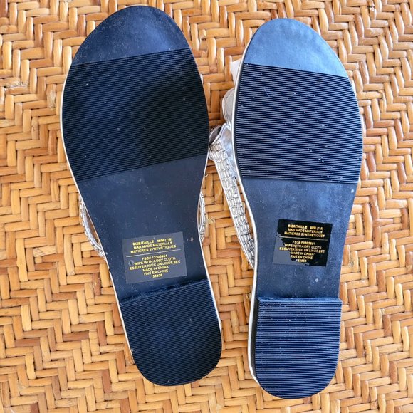 Silver Beaded Thong Sandals With Blue Stones New Without Tags Women's - Picture 3 of 3